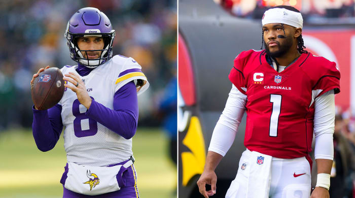 Separate photos of Kirk Cousins and Kyler Murray